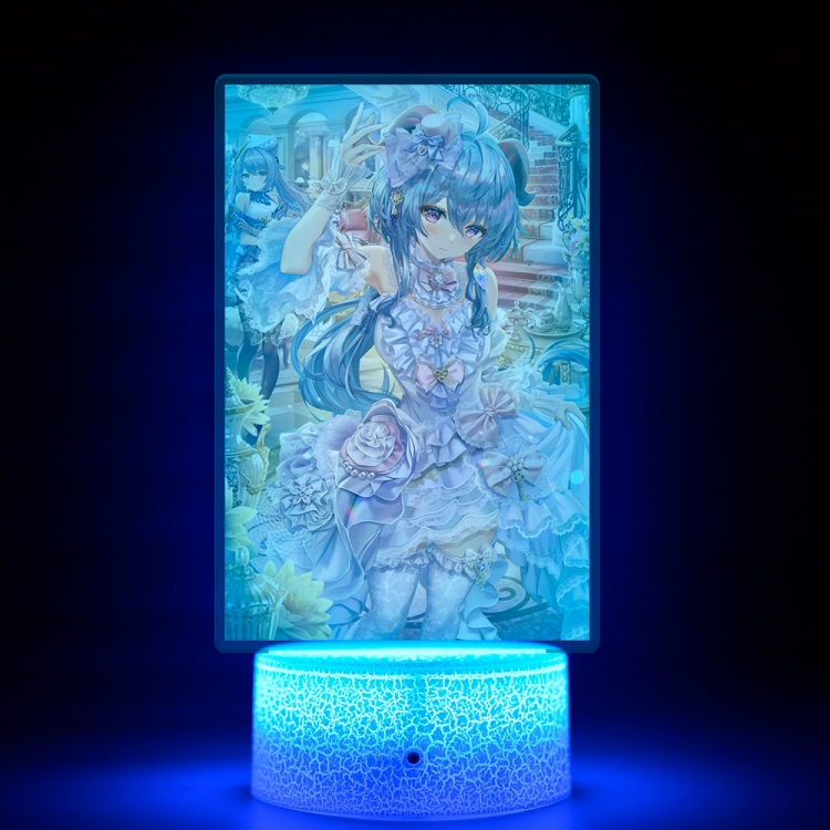 Genshin Impact Acrylic Night Light 16 Color-changing USB Interface Box Set 19X7X4CM white base