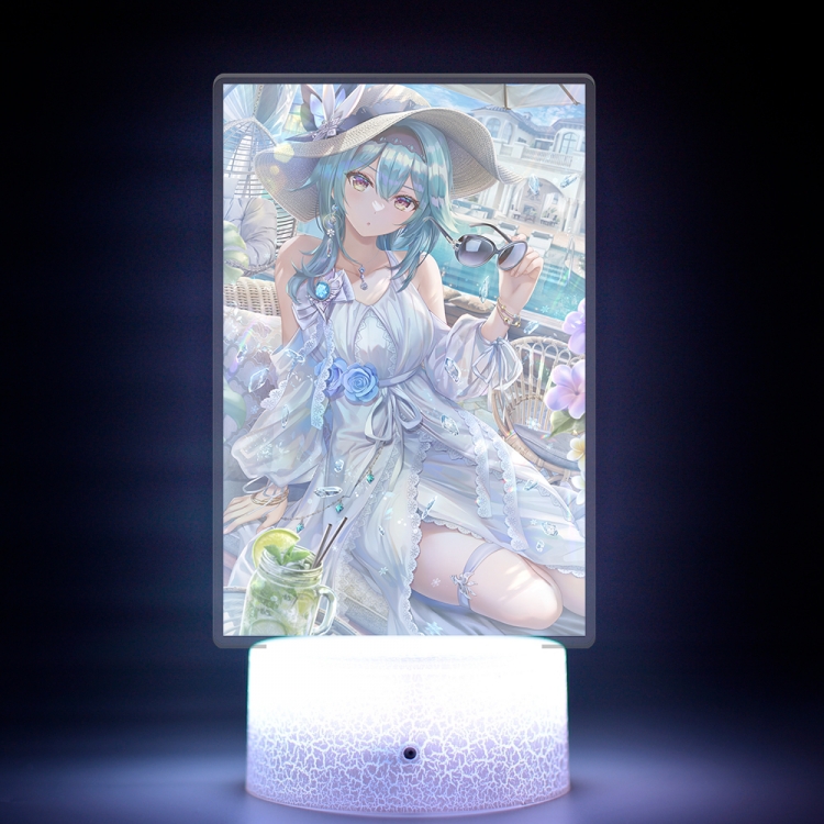 Genshin Impact Acrylic Night Light 16 Color-changing USB Interface Box Set 19X7X4CM white base