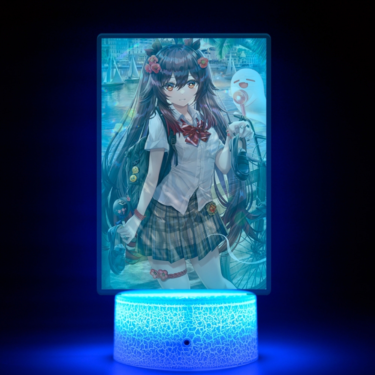 Genshin Impact Acrylic Night Light 16 Color-changing USB Interface Box Set 19X7X4CM white base