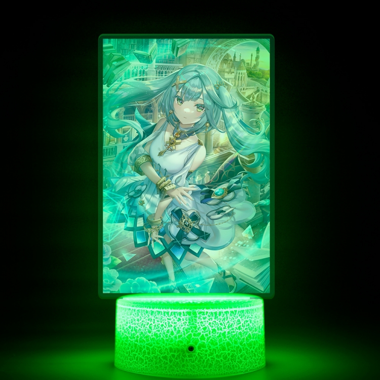 Genshin Impact Acrylic Night Light 16 Color-changing USB Interface Box Set 19X7X4CM white base