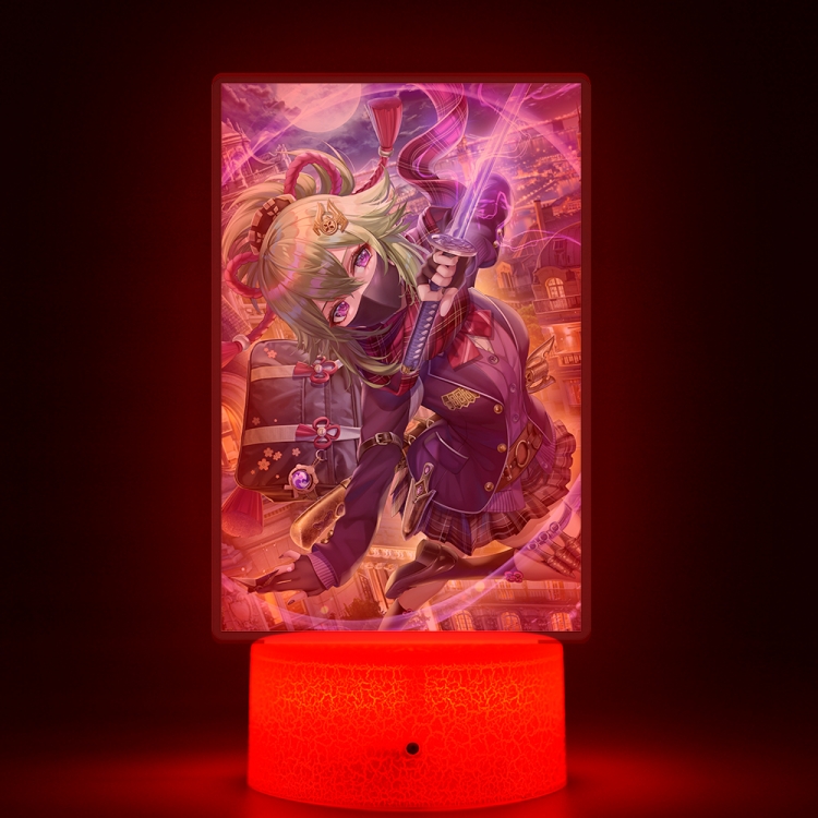 Genshin Impact Acrylic Night Light 16 Color-changing USB Interface Box Set 19X7X4CM white base