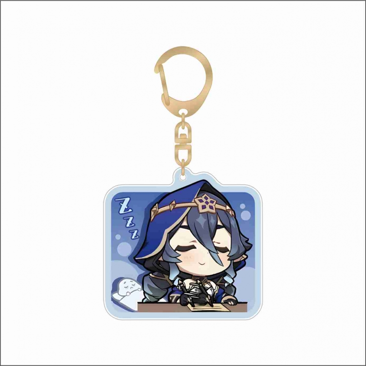 Genshin Impact Acrylic D button bag pendant key chain price for 5 pcs