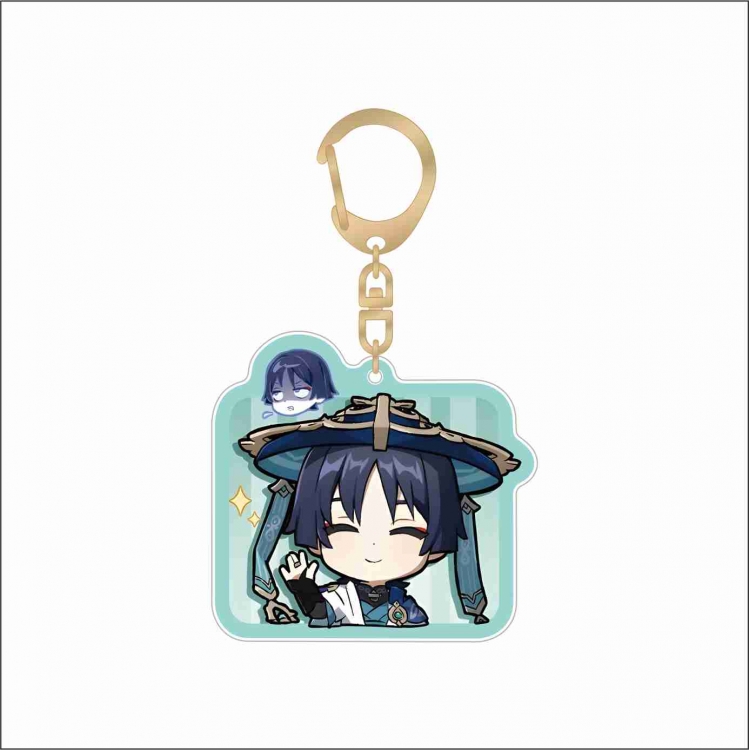 Genshin Impact Acrylic D button bag pendant key chain price for 5 pcs