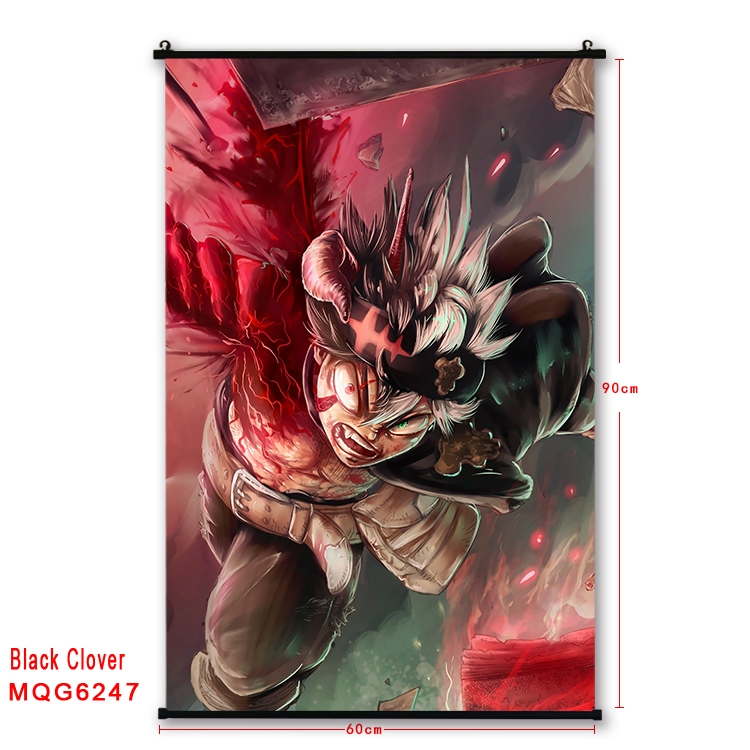Black Clover Anime black Plastic rod Cloth painting Wall Scroll 60X90CM  MQG-6247