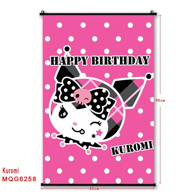 Kuromi cartoon  black Plastic rod Cloth painting Wall Scroll 60X90CM  MQG-6258