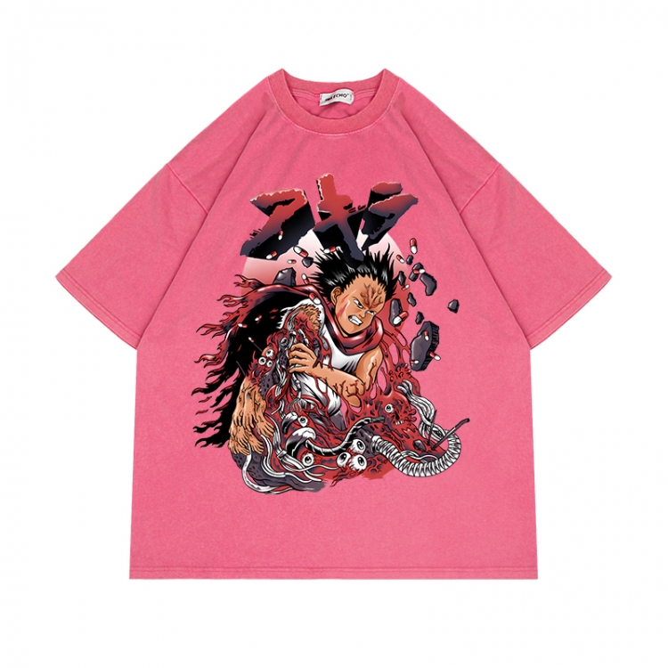 Akira Anime Surrounding Direct Spray Technology Colorful Wash Short Sleeve T-shirt from S to 2XL