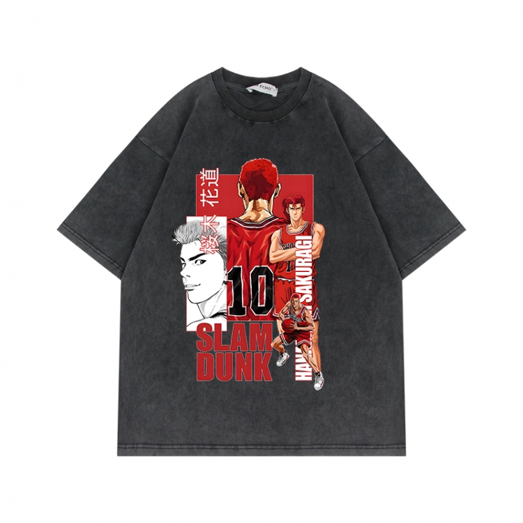 Slam Dunk Anime Surrounding Direct Spray Technology Colorful Wash Short Sleeve T-shirt from S to 2XL