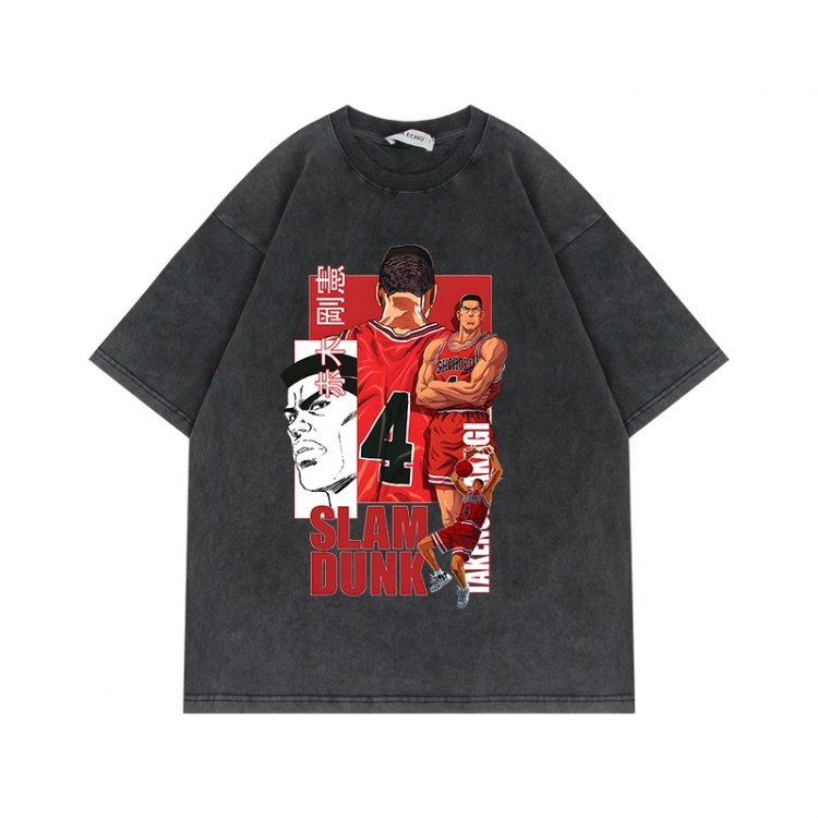 Slam Dunk Anime Surrounding Direct Spray Technology Colorful Wash Short Sleeve T-shirt from S to 2XL