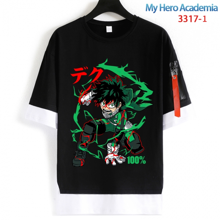 My Hero Academia Cotton Crew Neck Fake Two-Piece Short Sleeve T-Shirt from S to 4XL  HM-3317-1