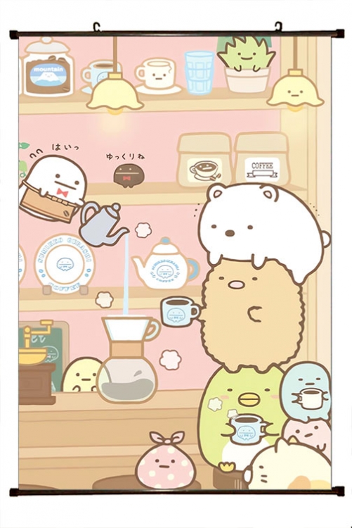 sumikkogurashi Anime black Plastic rod Cloth painting Wall Scroll 60X90CM  J3-35