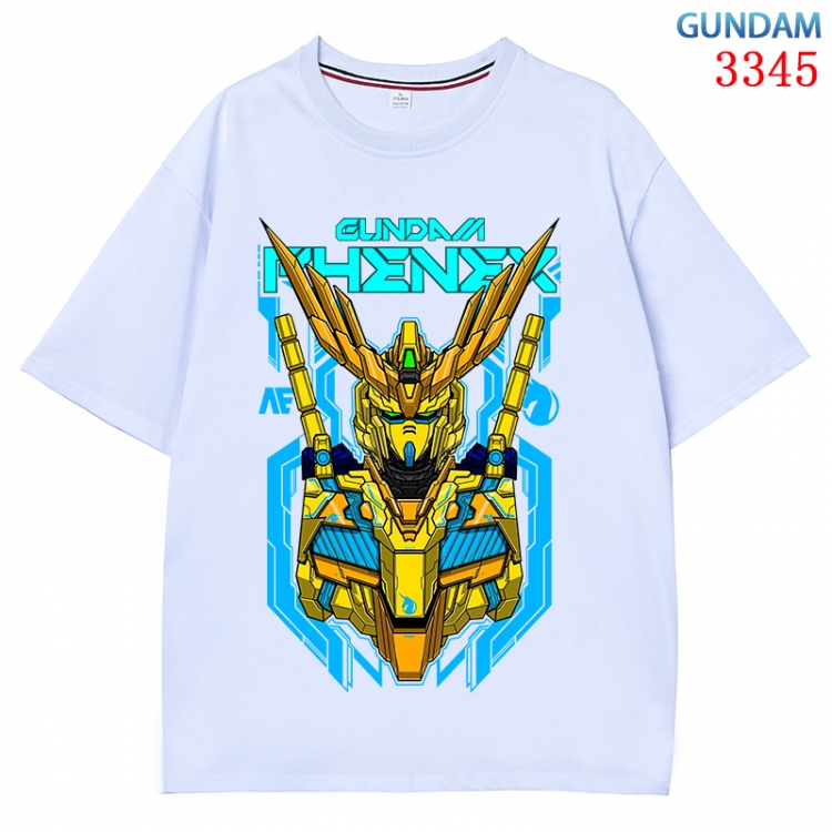 Gundam Anime peripheral direct spray technology pure cotton short sleeved T-shirt  from S to 4XL CMY-3345-1