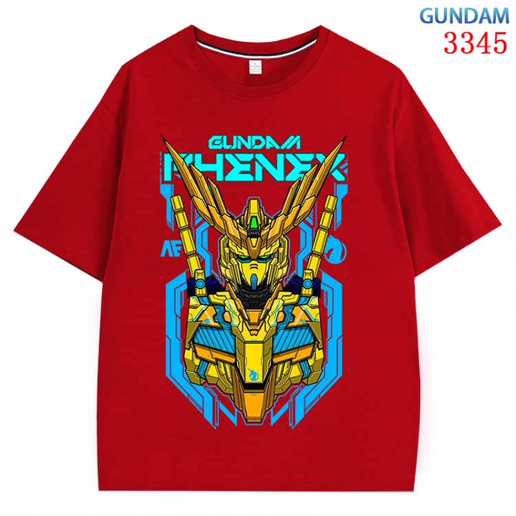 Gundam Anime peripheral direct spray technology pure cotton short sleeved T-shirt  from S to 4XL CMY-3345-3