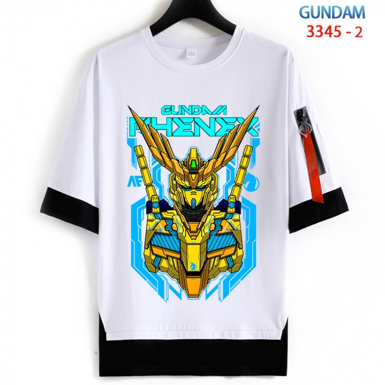 Gundam Cotton Crew Neck Fake Two-Piece Short Sleeve T-Shirt from S to 4XL HM-3345-2