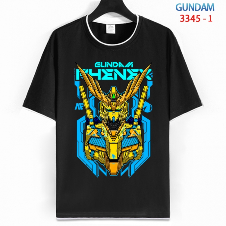 Gundam Cotton crew neck black and white trim short-sleeved T-shirt from S to 4XL  HM-3345-1