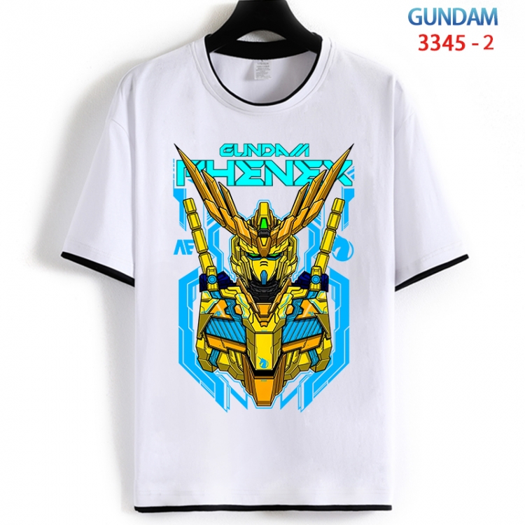 Gundam Cotton crew neck black and white trim short-sleeved T-shirt from S to 4XL HM-3345-2