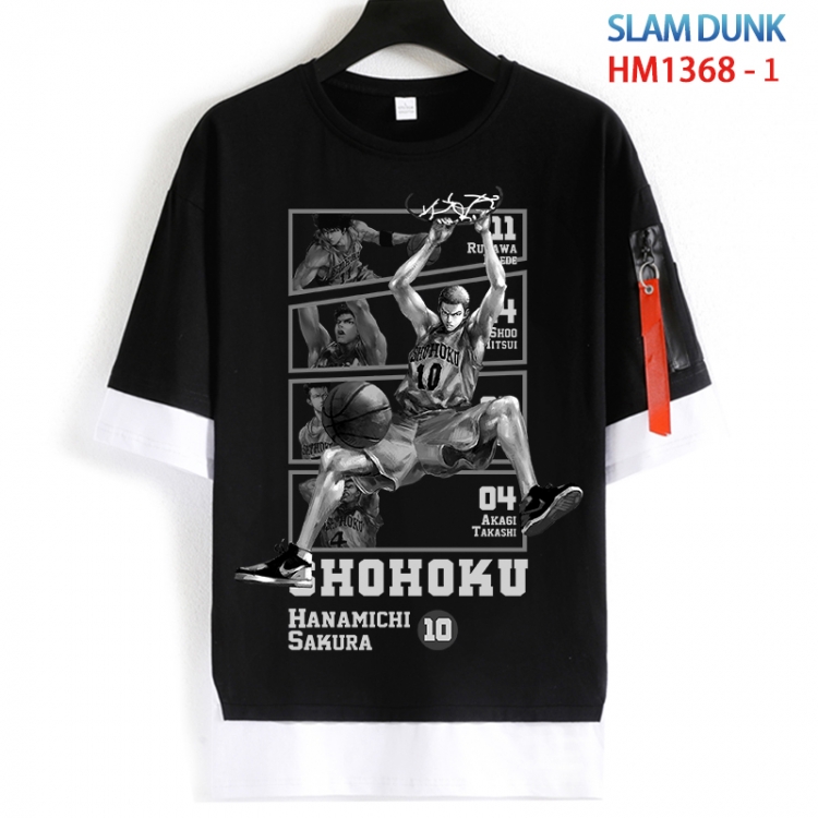 Slam Dunk Cotton Crew Neck Fake Two-Piece Short Sleeve T-Shirt from S to 4XL HM 1368 1