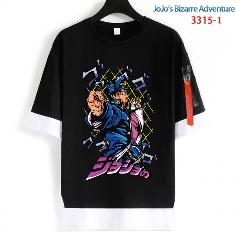 JoJos Bizarre Adventure Cotton Crew Neck Fake Two-Piece Short Sleeve T-Shirt from S to 4XL  HM-3315-1