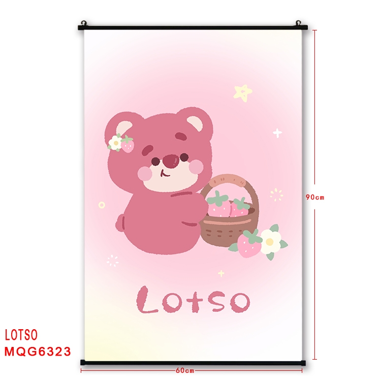 Strawberry Bear cartoon black Plastic rod Cloth painting Wall Scroll 60X90CM  MQG-6323