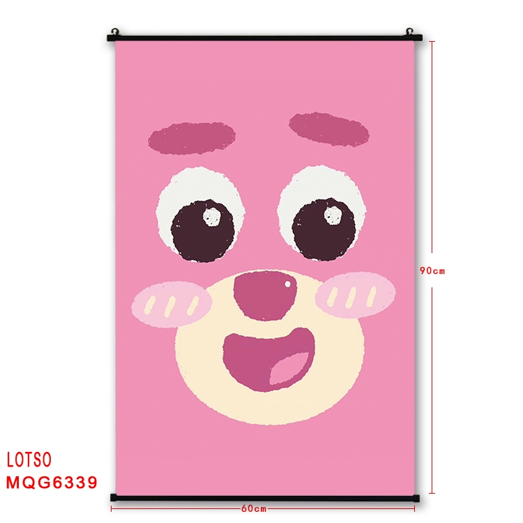 Strawberry Bear cartoon black Plastic rod Cloth painting Wall Scroll 60X90CM MQG-6339