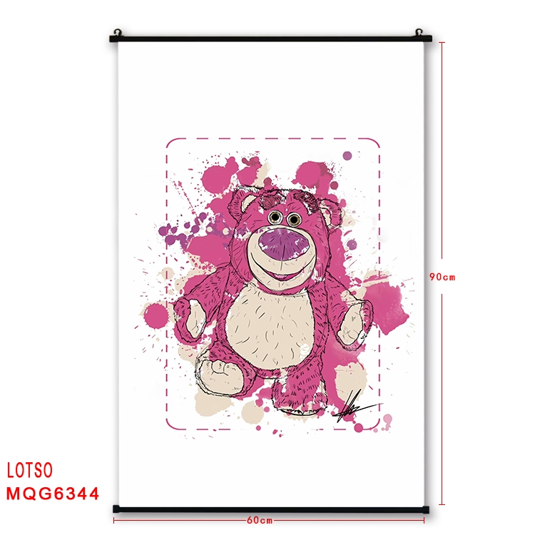 Strawberry Bear cartoon black Plastic rod Cloth painting Wall Scroll 60X90CM  MQG-6344