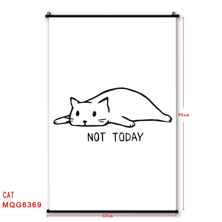 cat cartoon black Plastic rod Cloth painting Wall Scroll 60X90CM MQG-6369