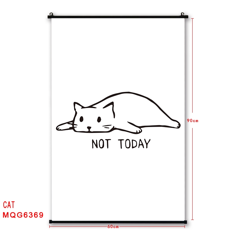 cat cartoon black Plastic rod Cloth painting Wall Scroll 60X90CM MQG-6369