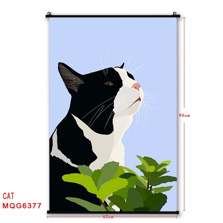 cat cartoon black Plastic rod Cloth painting Wall Scroll 60X90CM MQG-6377