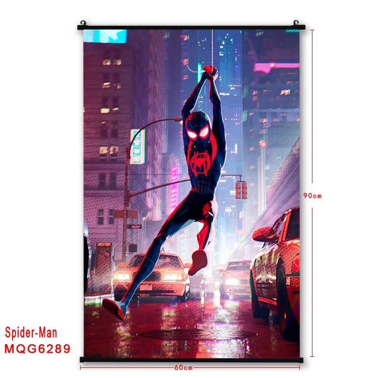 Spiderman Anime black Plastic rod Cloth painting Wall Scroll 60X90CM MQG-6289