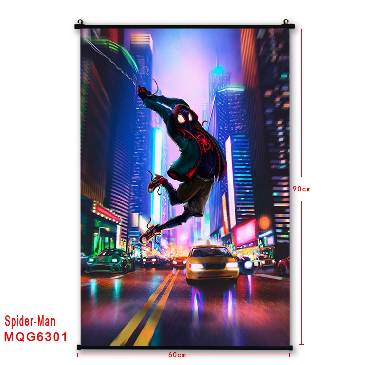 Spiderman Anime black Plastic rod Cloth painting Wall Scroll 60X90CM  MQG-6301