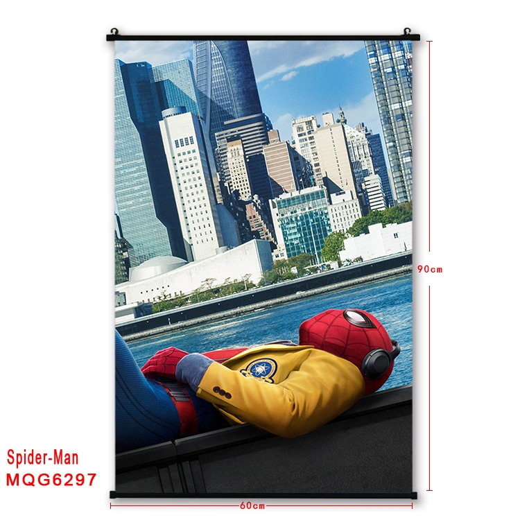 Spiderman Anime black Plastic rod Cloth painting Wall Scroll 60X90CM MQG-6297