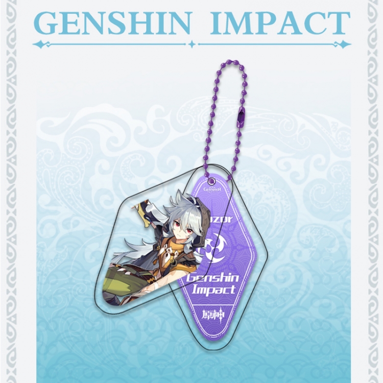 Genshin Impact Double piece transparent acrylic pendant  Key Chain OPP packaging price for 5 pcs