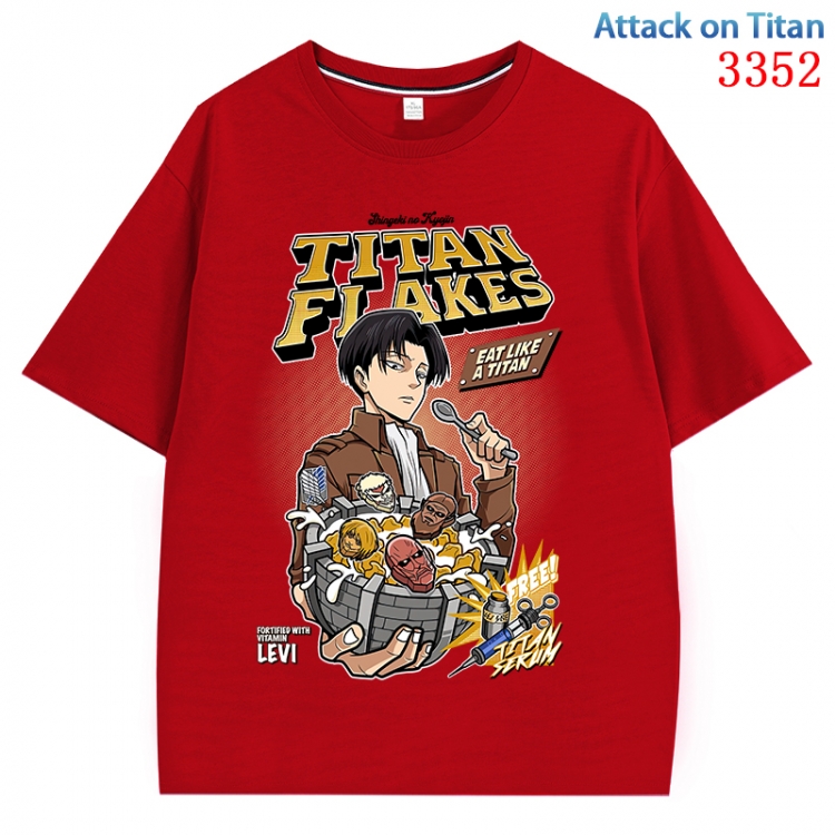Shingeki no Kyojin Anime peripheral direct spray technology pure cotton short sleeved T-shirt  from S to 4XL  CMY-3352-3