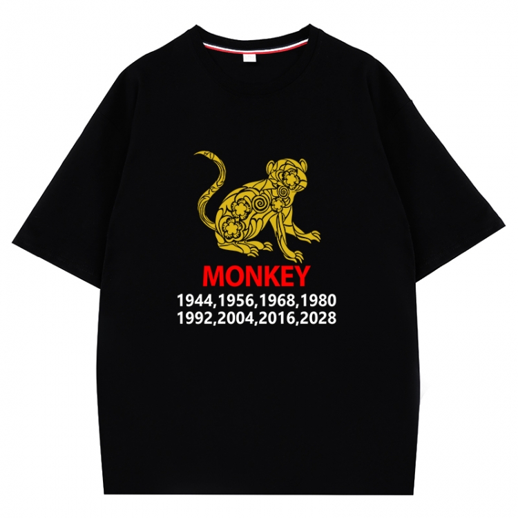 Chinese Zodiac Anime peripheral direct spray technology pure cotton short sleeved T-shirt  from S to 4XL CMY-3365-2