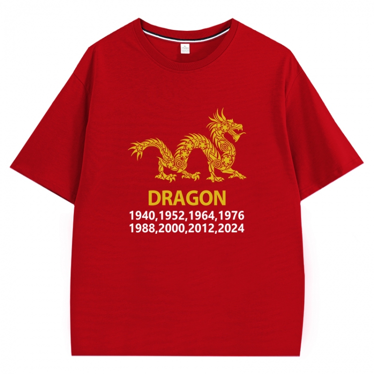 Chinese Zodiac Anime peripheral direct spray technology pure cotton short sleeved T-shirt  from S to 4XL  CMY-3361-3
