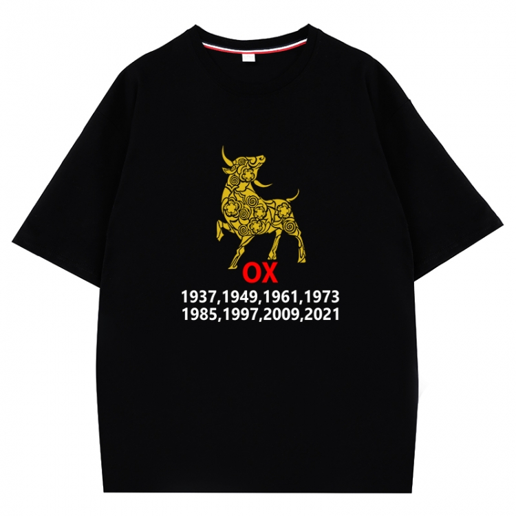 Chinese Zodiac Anime peripheral direct spray technology pure cotton short sleeved T-shirt  from S to 4XL  CMY-3358-2