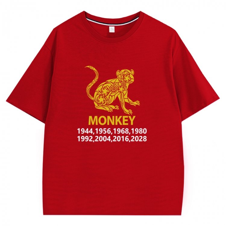 Chinese Zodiac Anime peripheral direct spray technology pure cotton short sleeved T-shirt  from S to 4XL CMY-3365-3
