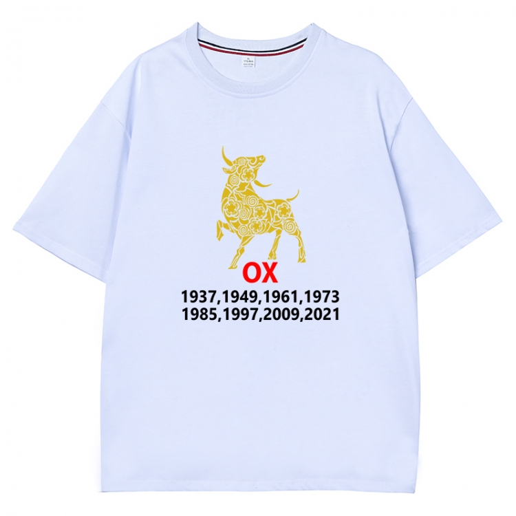 Chinese Zodiac Anime peripheral direct spray technology pure cotton short sleeved T-shirt  from S to 4XL  CMY-3358-1