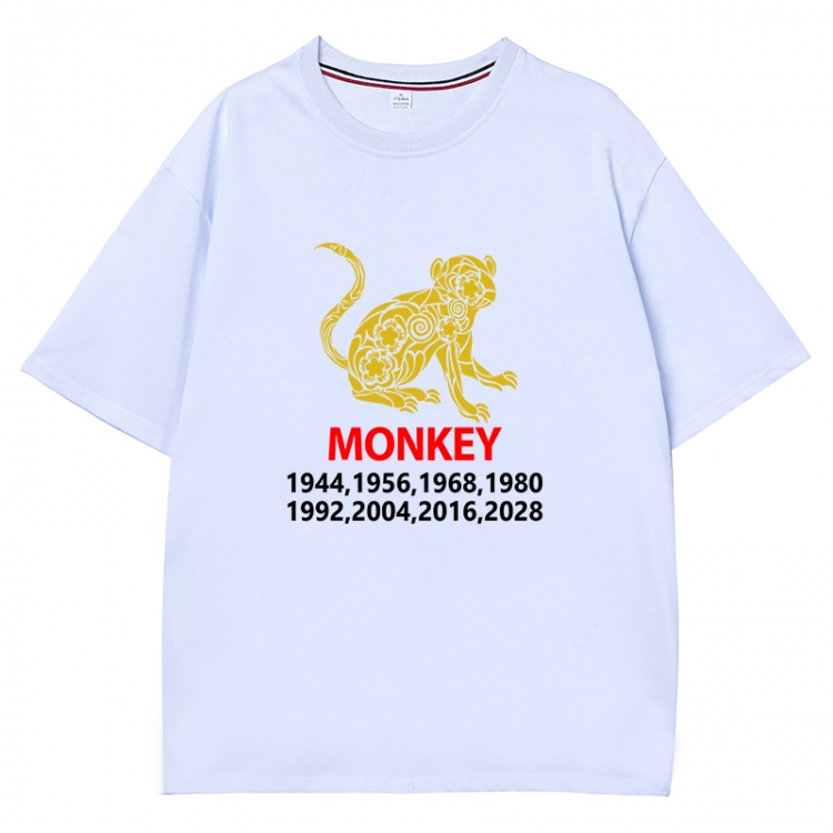 Chinese Zodiac Anime peripheral direct spray technology pure cotton short sleeved T-shirt  from S to 4XL  CMY-3365-1