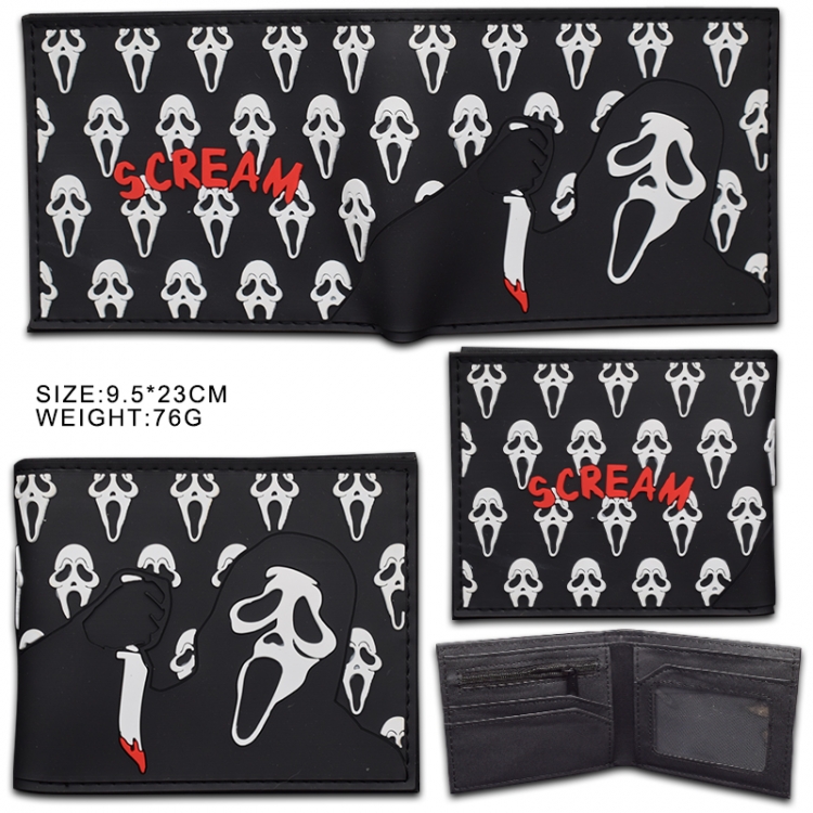 Scream  Silicone PVC Wallet Short Half Fold Wallet 9.5X23CM