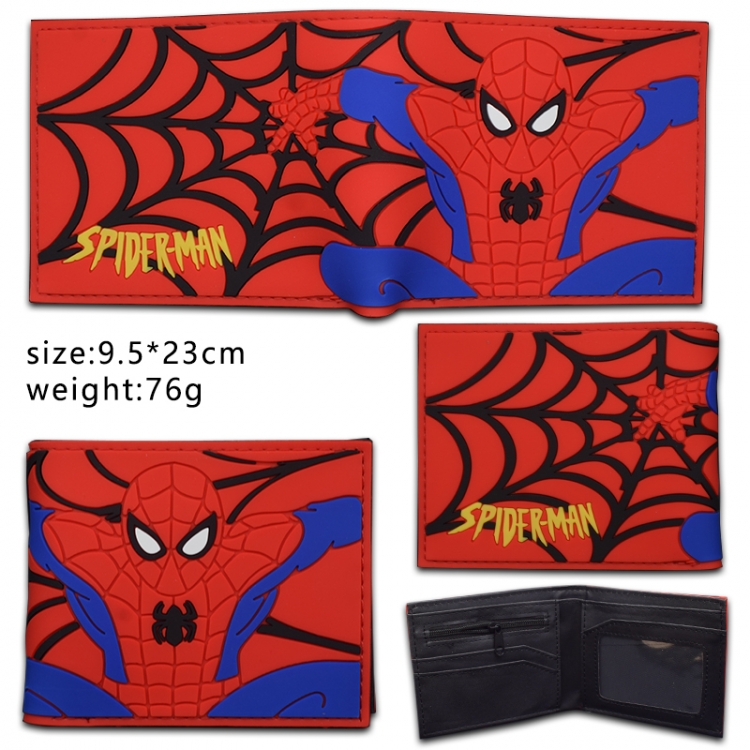 Spiderman Silicone PVC Wallet Short Half Fold Wallet 9.5X23CM