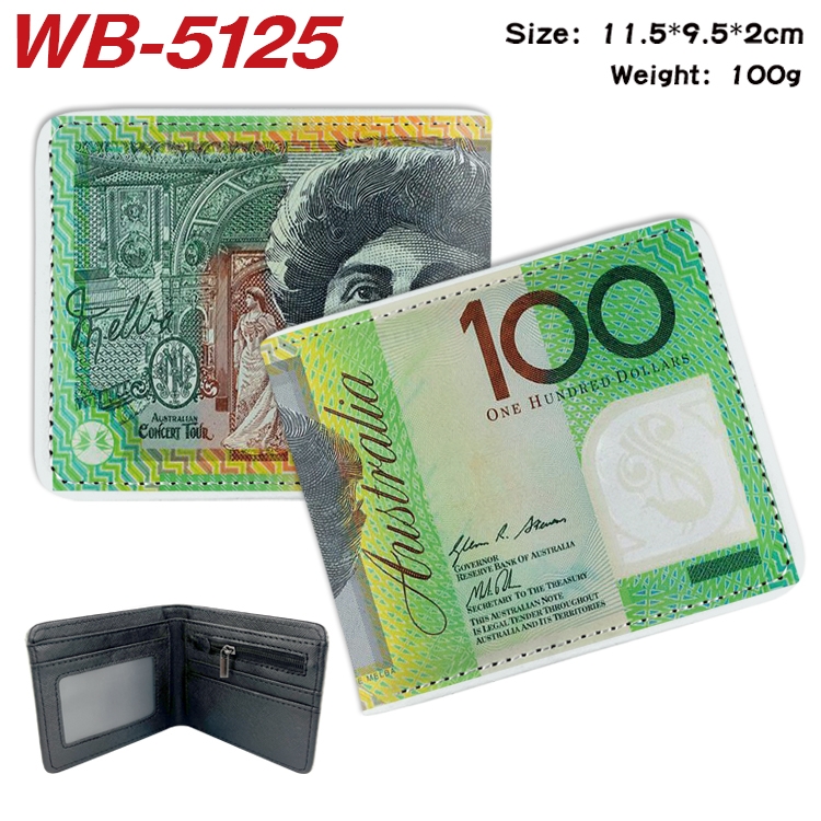 paper money Animation color PU leather half fold wallet 11.5X9X2CM WB-5125