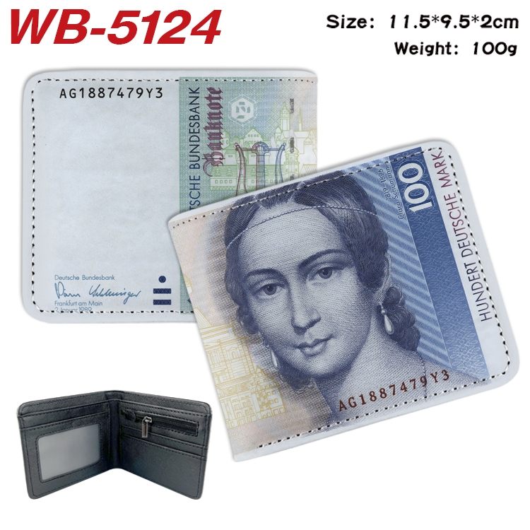 paper money Animation color PU leather half fold wallet 11.5X9X2CM WB-5124