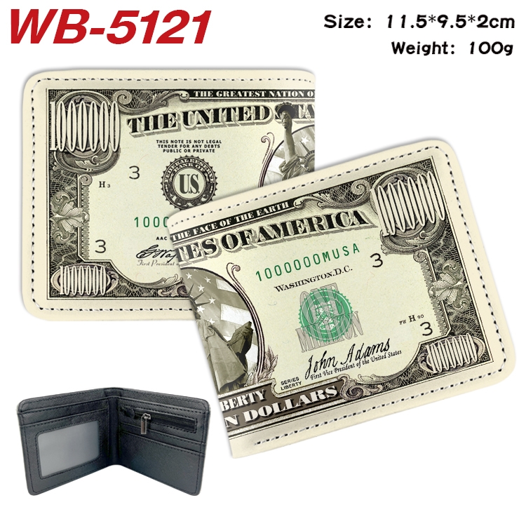 paper money Animation color PU leather half fold wallet 11.5X9X2CM WB-5121