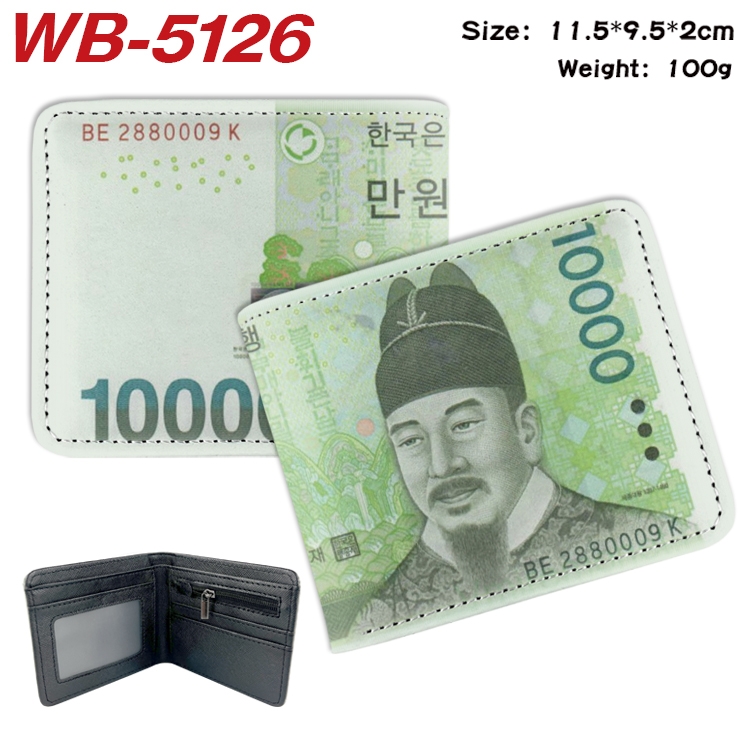 paper money Animation color PU leather half fold wallet 11.5X9X2CM WB-5126