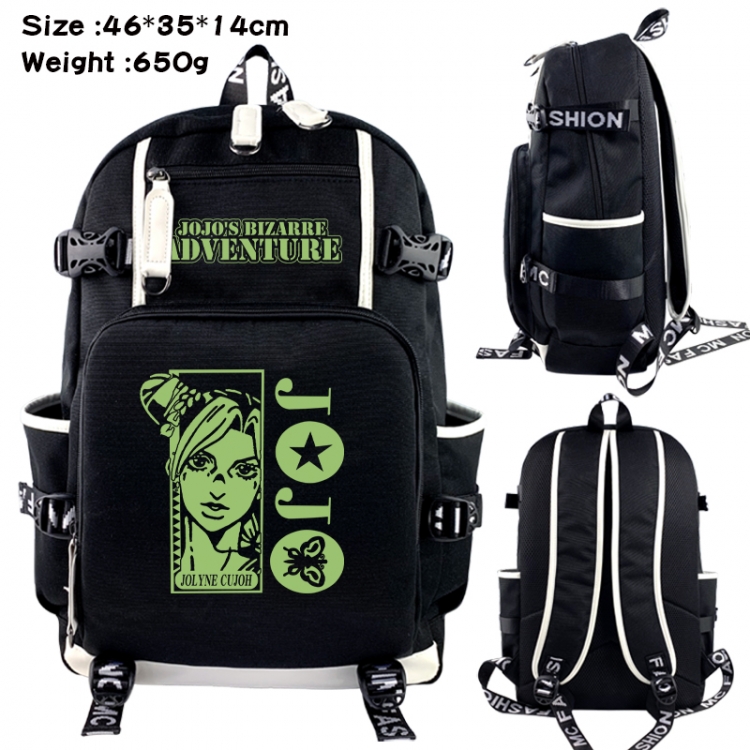 JoJos Bizarre Adventure Data USB backpack Cartoon printed student backpack 46X35X14CM 650G