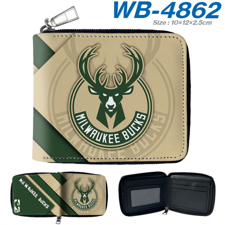 Milwaukee Bucks color short full zip folding wallet 10x12x2.5cm color short full zip folding wallet 10x12x2.5cm WB-4862