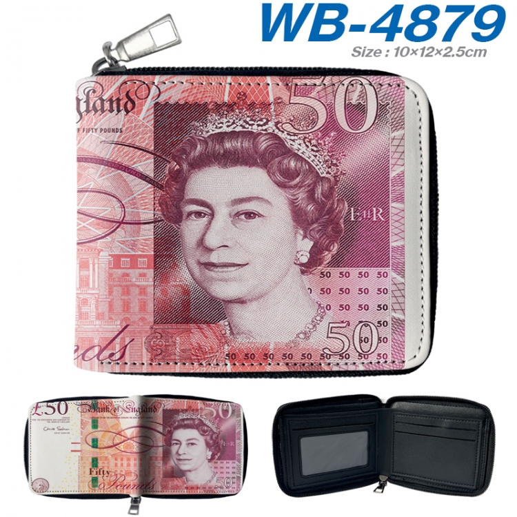 paper money color short full zip folding wallet 10x12x2.5cm WB-4879