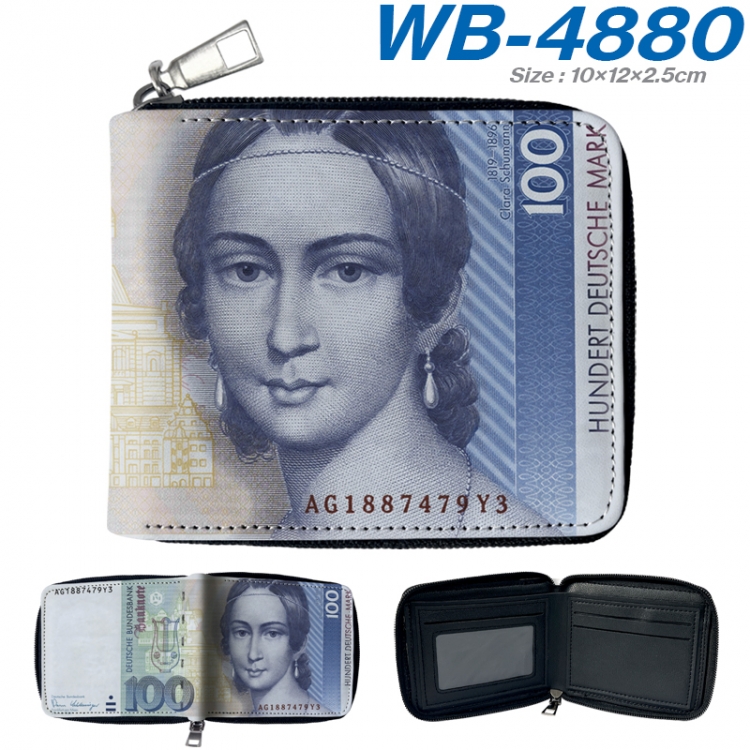paper money color short full zip folding wallet 10x12x2.5cm WB-4880