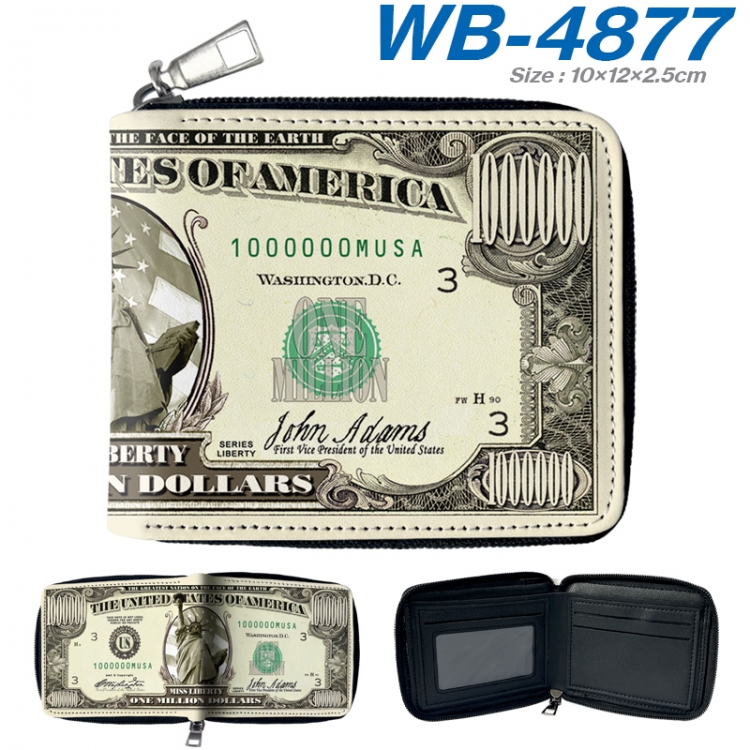 paper money color short full zip folding wallet 10x12x2.5cm WB-4877