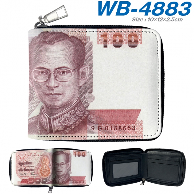 paper money color short full zip folding wallet 10x12x2.5cm WB-4883